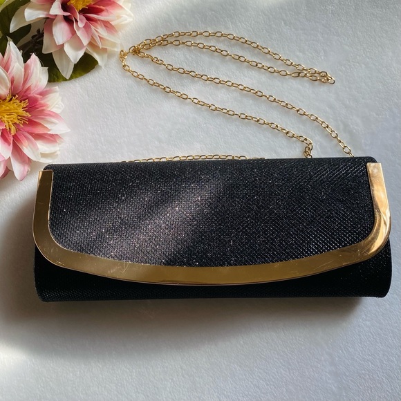 Black Luxe Clutch with Gold Detail - Picture 5 of 10